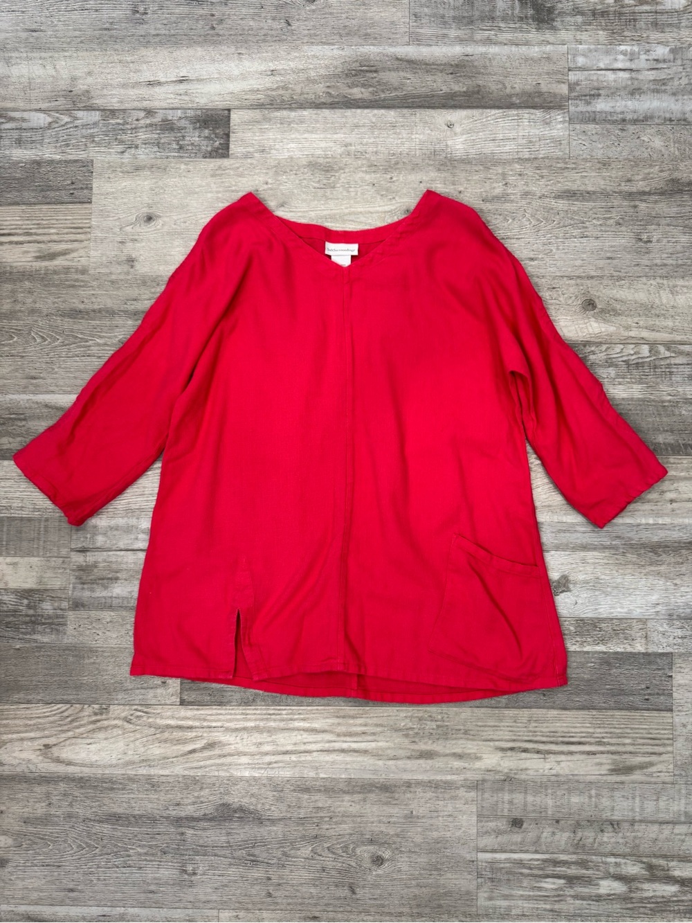 Soft Surroundings Bright Pink 3/4 Sleeve Tunic Sleeve Slits E6